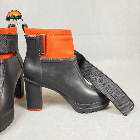 Sorel Medina III Black High Chunky Heel Platform Rain Boot Women's Size 9 - Picture 11 of 16